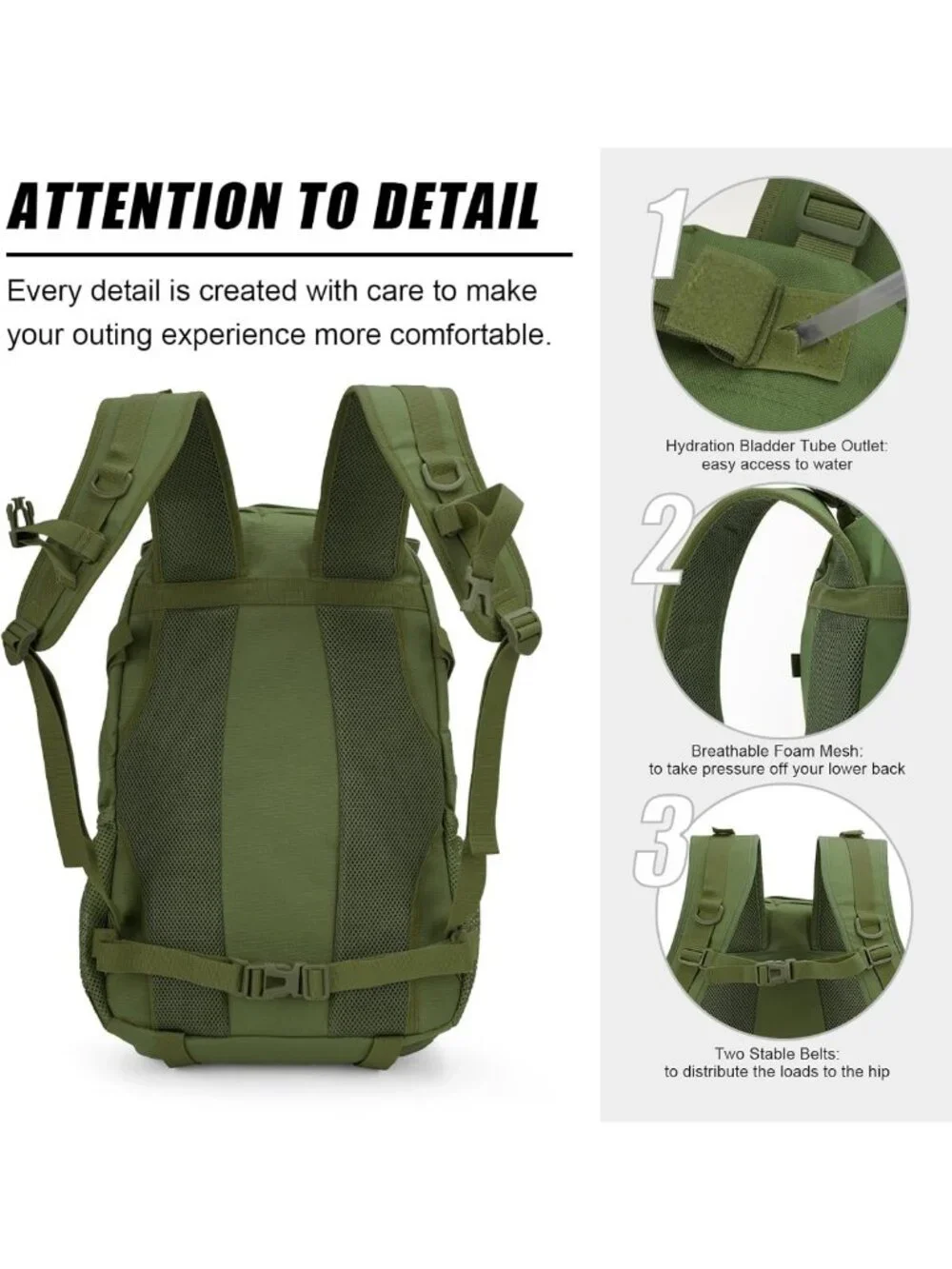 Tactical Hiking Backpack 30L Waterproof Military Day Pack with Molle System